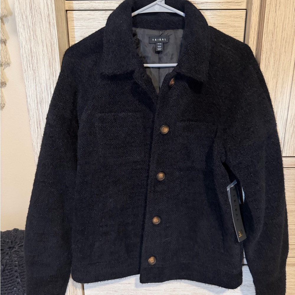 Tribal Women’s Black Shacket/Jacket with Button Closure